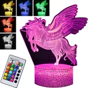 Lampy stojące - LAMPKA NOCNA 3D LED HOLOGRAM JEDNOROŻEC +PILOT - miniaturka - grafika 1