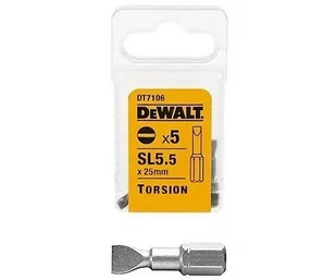 DeWalt Końcówka wkrętakowa Torsion płaskie 5,5x25mm 5szt. - DT7106 - Akcesoria do elektronarzędzi - miniaturka - grafika 1