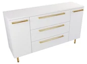 Szafki łazienkowe - Szafka Stojąca Z Blatem ATH 140 cm K - Biały Mat - Uchwyty Złote Polerowane - miniaturka - grafika 1