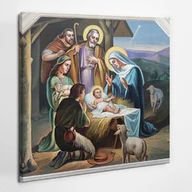 Ikony i obrazy sakralne - Święta Rodzina i Pasterze - obraz polycanvas, 50x50 - miniaturka - grafika 1