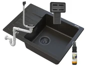 Zlewozmywaki - Granitan Zlew Granitowy Golden Argos + Syfon Kwadrat Czarny - miniaturka - grafika 1