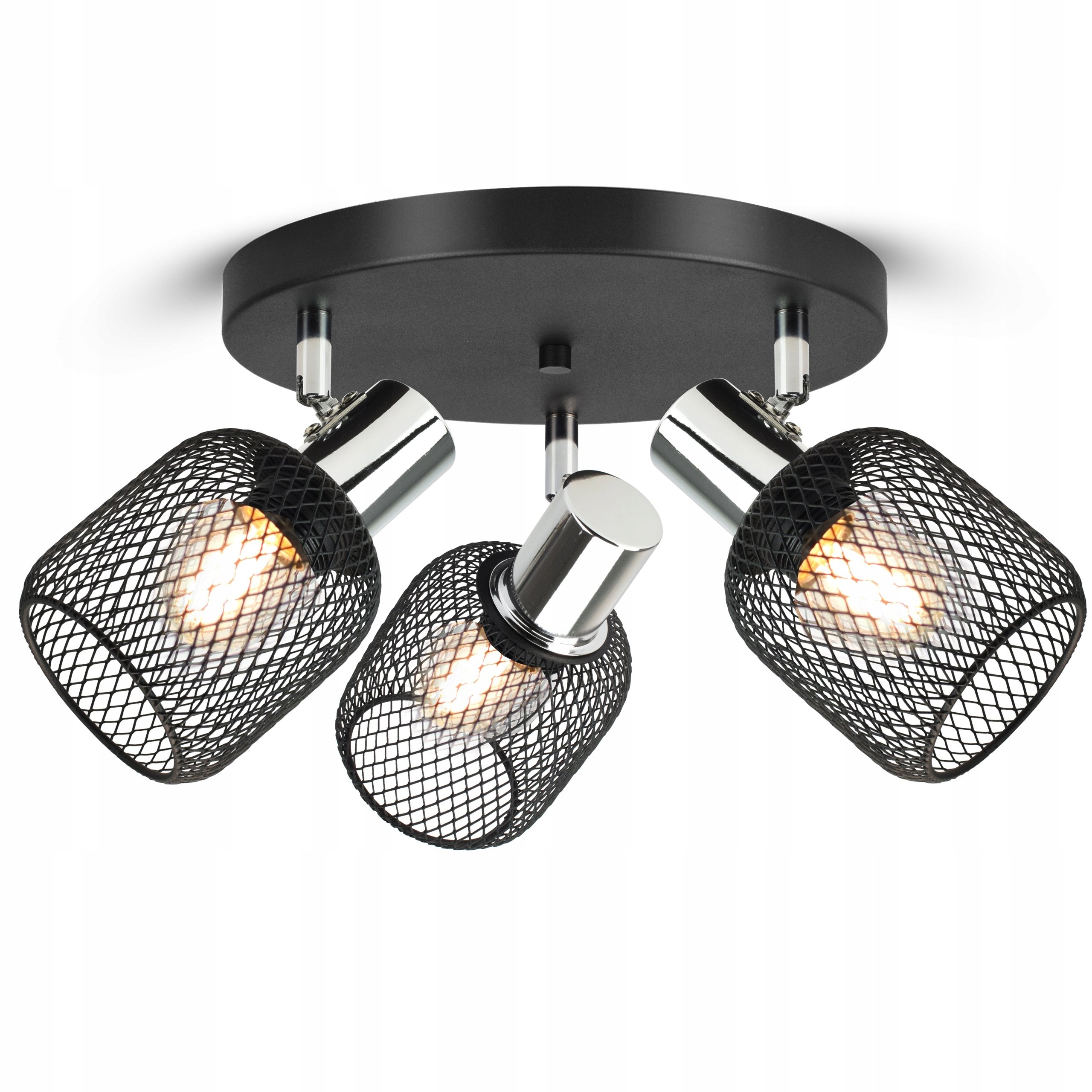 Lampa Sufitowa Żyrandol Plafon Vintage LOFT Reflektor 444-EG3 E27 Z Siatki