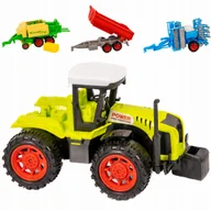 Samochody i pojazdy dla dzieci - TRAKTOR Z PRZYCZEPAMI ZESTAW ROLNICZY TRAKTOR I 3 PRZYCZEPY DUŻY - miniaturka - grafika 1