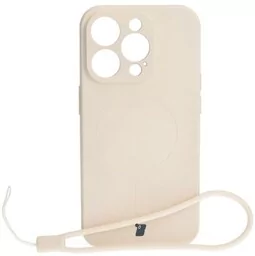 Bizon Etui silikonowe z pierścieniem magnetycznym Case Silicone Magnetic do iPhone 15 Pro, beżowe - Etui i futerały do telefonów - miniaturka - grafika 1