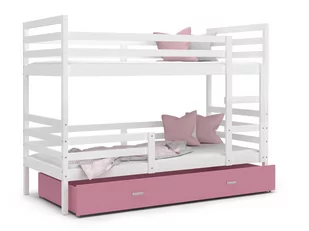Łóżko piętrowe 190x80 białe różowe JACEK 3-osobowe - Łóżka dla dzieci i młodzieży - miniaturka - grafika 1
