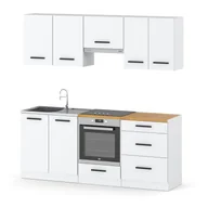 Meble kuchenne - Kuchnia biała mat nowoczesna z blatem pojemna modułowa mini mokka full 2.0m - miniaturka - grafika 1