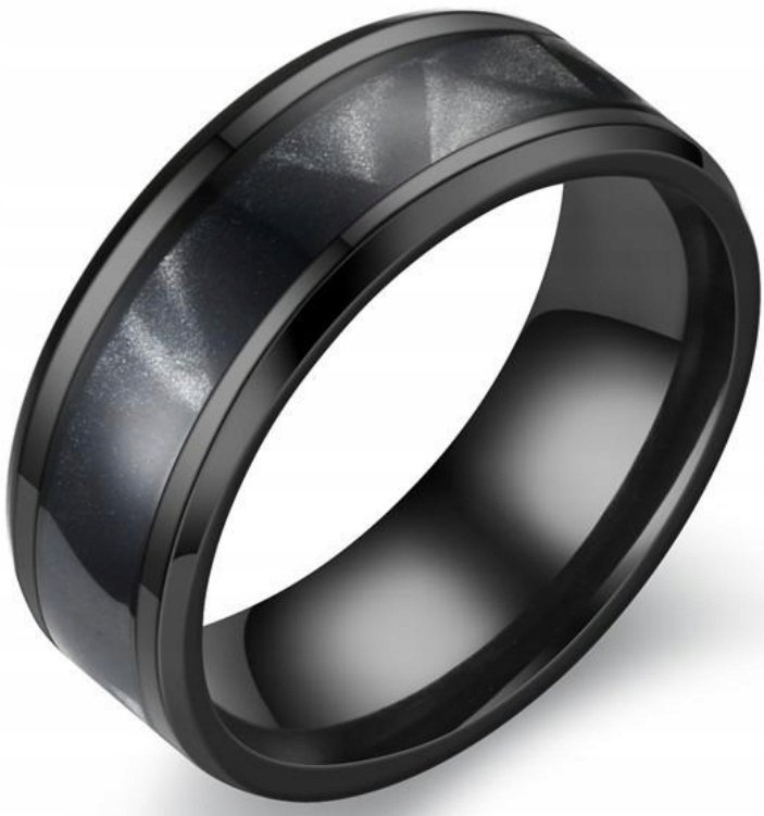 Czarny Pierścień Gradient Stal Szlachetna Tytanowy