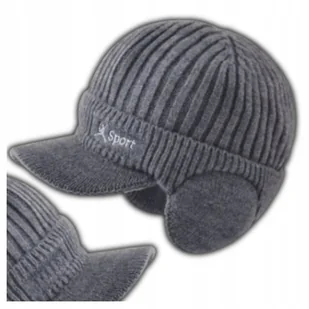 Ciepła Czapka Zimowa Z Daszkiem I Nausznikami Uszatka Ocieplana Na Zimę - Czapki damskie - miniaturka - grafika 1