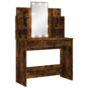 vidaXL Toaletka z oświetleniem LED dąb wędzony 96x40x142 cm - Toaletki - miniaturka - grafika 1