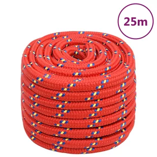 vidaXL Linka żeglarska, czerwona, 20 mm, 25 m, polipropylen - Pasmanteria - miniaturka - grafika 1
