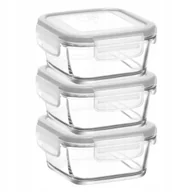 Pojemniki kuchenne - POJEMNIK SZKLANY DO ŻYWNOŚCI Z POKRYWKĄ 400 ml 3 SZT kwadratowy - miniaturka - grafika 1