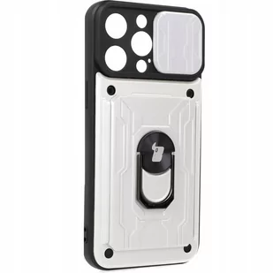 Bizon Etui Case CamShield Card Slot Ring do iPhone 14 Pro Max białe - Etui i futerały do telefonów - miniaturka - grafika 1