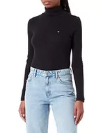 Bluzki damskie - Tommy Hilfiger Damska bluzka z dzianiny slim modal roll neck, Czarny, 3XL - miniaturka - grafika 1