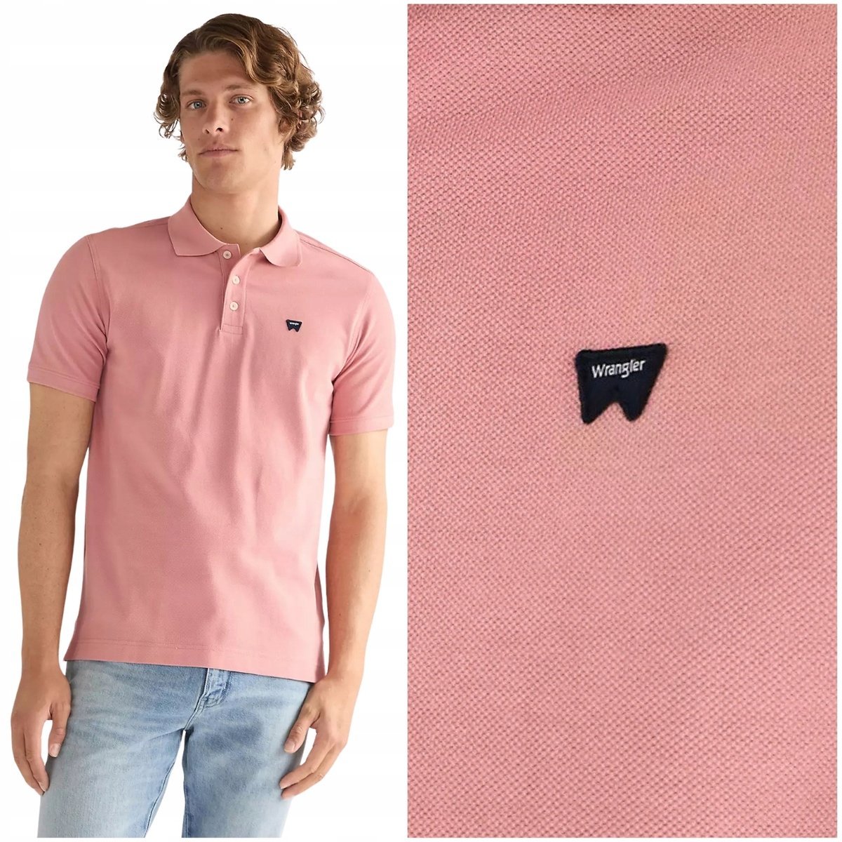 Wrangler Polo Shirt Dusty Rose bawełniana koszulka polo męska małe logo M