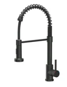 Baterie kuchenne - Quadron POP Bateria zlewozmywakowa stalowa SALMA NEW PURE CARBON z funkcją prysznica i wyciąganą wylewką sprężyna kolor czarny mat - miniaturka - grafika 1