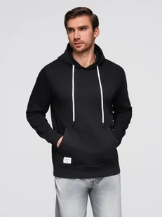 Bluza męska dresowa BASIC kangurka z kapturem - czarna V5 B1674 S - Bluzy męskie - miniaturka - grafika 1