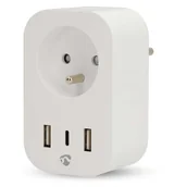 Systemy inteligentnych domów - Gniazdko Smart Plug Nedis SmartLife, měřič spotřeby, dálkově ovladatelná, Wi-Fi, 1x USB-C + 2x USB, IP21, 3680 W - miniaturka - grafika 1
