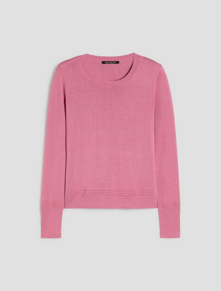 sweter in blend di bawełna e jedwab damskie różowy