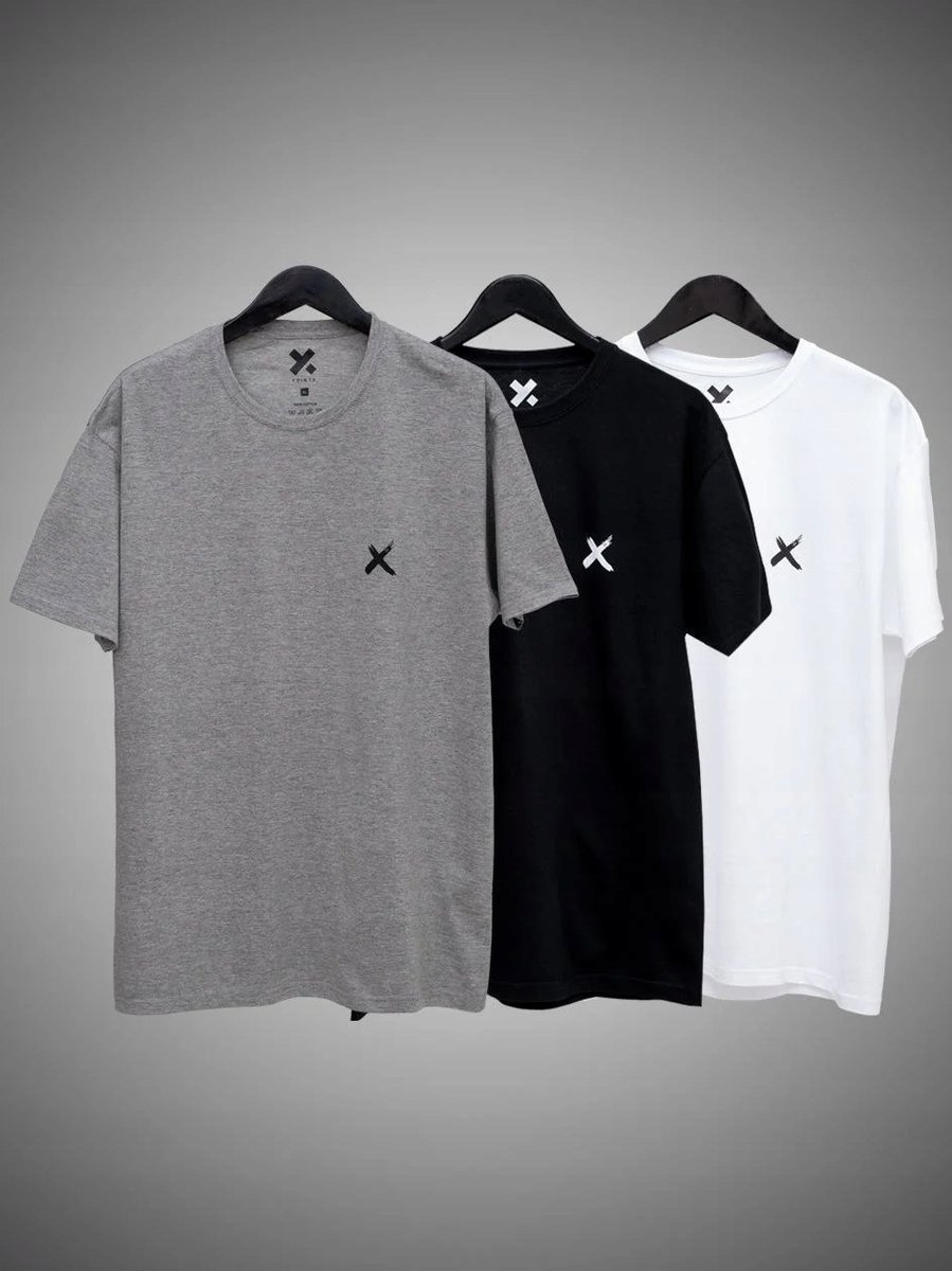 KOSZULKA MĘSKA Zestaw 3 SZT T-SHIRT POINT X KOLORY Czarny Biały Szary L