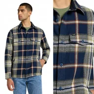 Koszule męskie - Lee FLAP POCKET OVERSHIRT Navy BAWEŁNIANA KOSZULA KURTKA KRATA REGULAR M - miniaturka - grafika 1