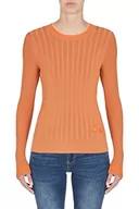 Swetry damskie - Armani Exchange Damski sweter z haftowanym logo, kontrastowy dekolt i nadgarstek, Joshua Rock, S - miniaturka - grafika 1
