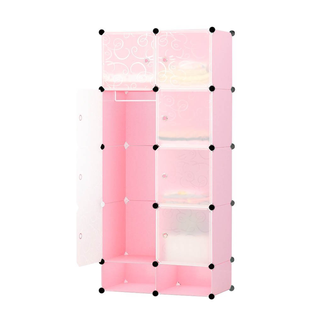 Modułowa plastikowa szafa z półkami i drążkiem 10 modułów wymiary 162x74cm