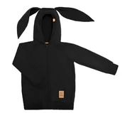 Bluzy i sweterki niemowlęce - Bluza z uszami królika - czarna - miniaturka - grafika 1