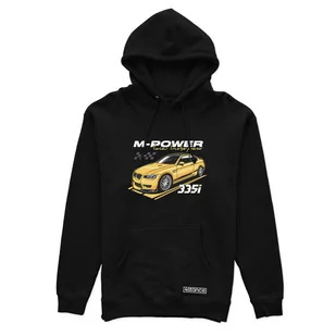 Czarna bluza z kapturem BMW E90 M3 żółta-L - Odzież do sportów motorowych - miniaturka - grafika 1