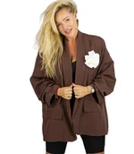 Marynarki i żakiety damskie - Marynarka oversize z odpinaną różą i marszczonymi rękawami ROSA - miniaturka - grafika 1