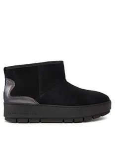 Tommy Hilfiger Śniegowce Metallic Suede Snowboot FW0FW07850 Czarny - Śniegowce damskie - miniaturka - grafika 1