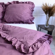 Pościel - Pościel bawełniana z falbanką - retro róż [Rozmiar: 200/200 i 2x70/80] - miniaturka - grafika 1