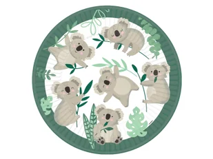 Talerzyki urodzinowe Koala - 23 cm - 8 szt. - Dekoracje i nakrycia stołu na imprezę - miniaturka - grafika 1