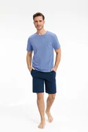 Piżamy damskie - Piżama męska LUNA kod 807 niebieska spodenki w drobny rzucik M - miniaturka - grafika 1