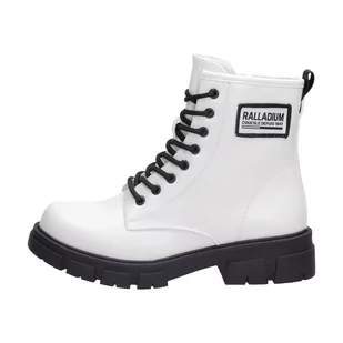 Białe glany dla dziewczynki S.BARSKI 220-2A - Buty trekkingowe damskie - miniaturka - grafika 1