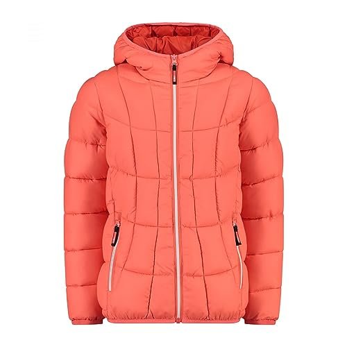 CMP - Wyściełana kurtka dziecięca ze stałym kapturem, Red Fluo, 140
