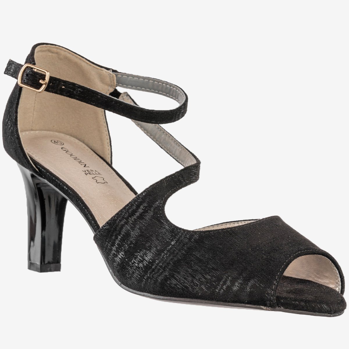 Czółenka Damskie Buty Na Obcasie Skórzana Wkładka Goodin Czarne GD-FL1351 Czarny 40