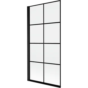 Mexen Mist parawan nawannowy 1-skrzydłowy lewy 90 x 150 cm, czarna kratka, czarny - 8A9-090-001-70-77-L - Parawany nawannowe - miniaturka - grafika 1