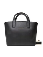 Torebki damskie - Tommy Hilfiger Torebka Th Logotape Mini Tote AW0AW17448 Czarny - miniaturka - grafika 1