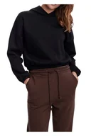 Bluzy damskie - Bluza damska Vero Moda Lili dresowa krótka z kapturem czarna -XS - miniaturka - grafika 1
