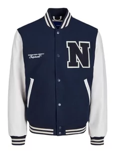 JACK & JONES Męska kurtka Jorcollege Wool Bomber Noos, Total Eclipse, L - Kurtki męskie - miniaturka - grafika 1