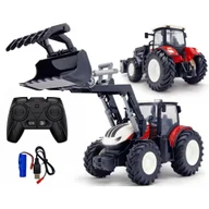 Zabawki zdalnie sterowane - Traktor Ciągnik Zdalnie Sterowany Na Pilota Rc + Ładowacz LEDy Gumowe Koła - miniaturka - grafika 1
