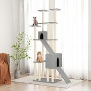 Drapaki dla kotów - Drapak dla kota, z sizalowymi słupkami, jasnoszary, 190 cm  Lumarko! - miniaturka - grafika 1
