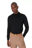 Bluzy męskie - Trendyol Męska bluza z wysokim dekoltem, gładka, wąska bluza, czarna, XL, Czarny, XL - miniaturka - grafika 1