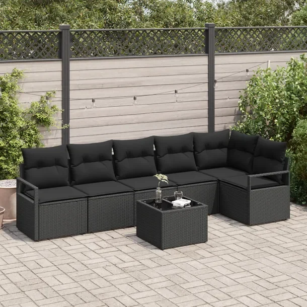 Zestaw Sof Ogrodowych Rattan Czarny, Modułowy, 4 Osoby
