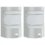 Lampy ogrodowe - vidaXL Kinkiety zewnętrzne z czujnikiem ruchu, 2 szt., srebrne, stal - miniaturka - grafika 1