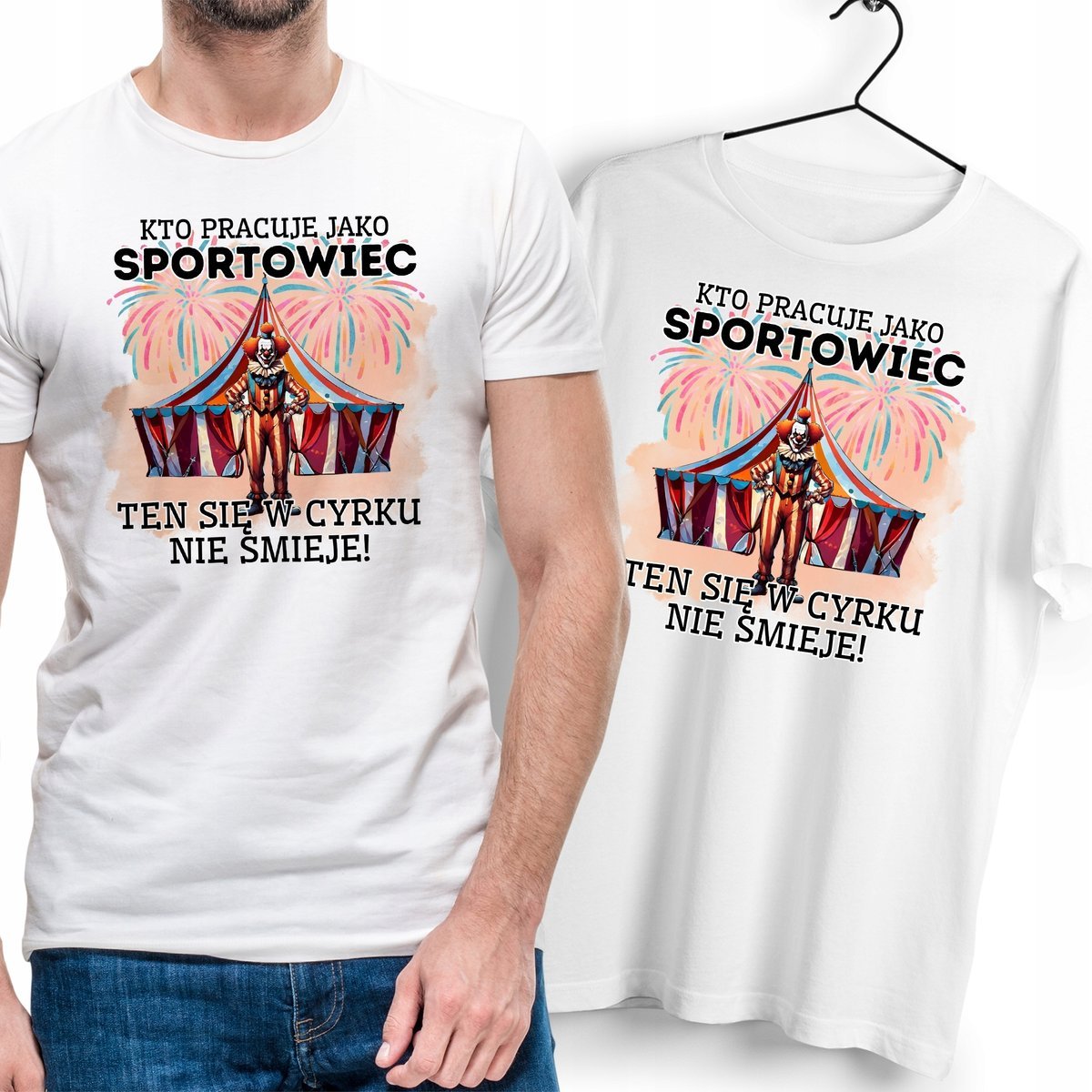 T-Shirt Dla Sportowca biały Na Prezent z Dowolnym Nadrukiem Zdjęciem Gift
