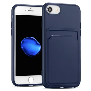 Etui na telefon komórkowy Apple iPhone 7 / 8 / SE 2 / SE 3 Cover Silikonowa osłona ochronna z kieszenią na kartę Slim Wallet Case, niebieski - Etui i futerały do telefonów - miniaturka - grafika 1