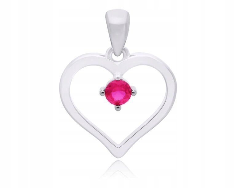 Zawieszka srebrna serce czerwona cyrkonia 925 wisiorek damski