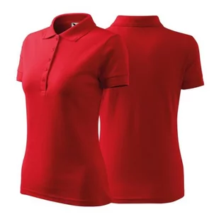 Koszulka czerwona polo z logo na sercu damska z nadrukiem logo firmy 200g 210 kolor 07 koszulka polo - Koszulki i topy damskie - miniaturka - grafika 1