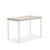 Meble do szkół i przedszkoli - Biurko SONITUS PLUS, 1200x600x760 mm, HPL popielaty, redukcja hałasu, biały - miniaturka - grafika 1